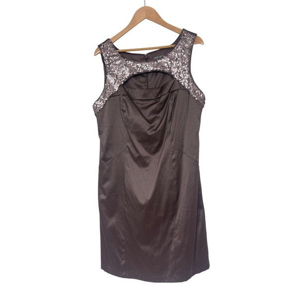 Roz & Ali Dresses & Skirts - Size 16 XL X-LARGE NEW MOCHA EMBELLISHED SHINY SHEATH DRESS Special Occasion NWT
